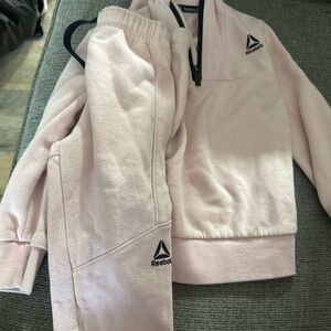 Reebok Kids Light Pink Fleece Matching Sweatshirt & Joggers Set